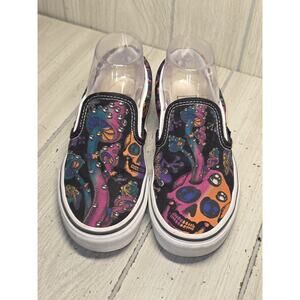 Vans Slip On Trippy Drip Skull Mushroom Psychedelic Festival Shoe Unisex W6/M4.5